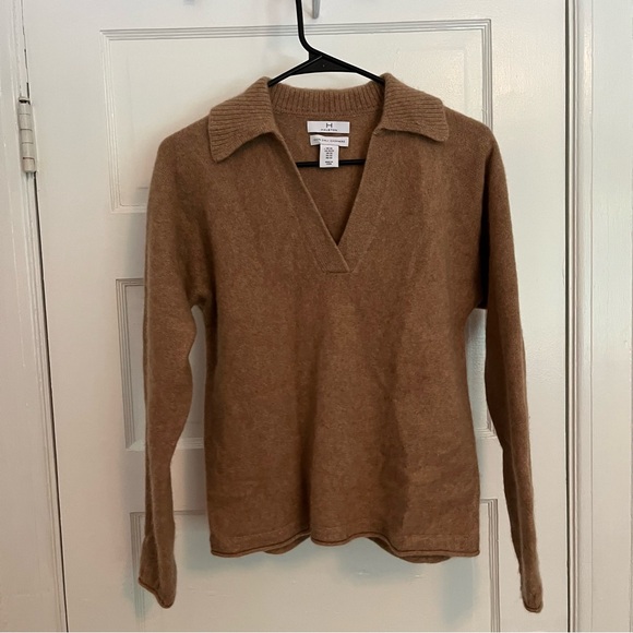 Halston 100% Cashmere Collared Sweater - Picture 1 of 5